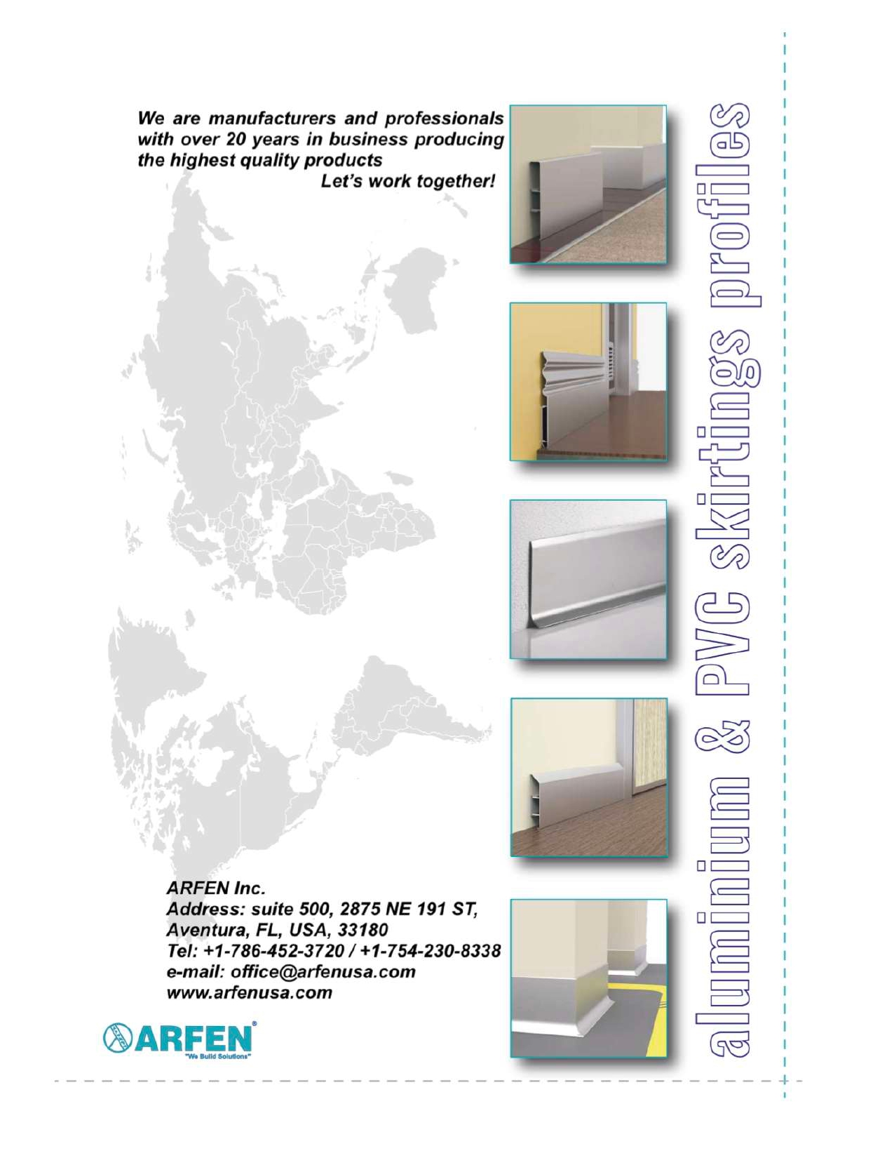 Aluminum and PVC skirting / baseboard profiles.